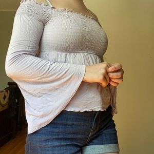 Crop wide sleeve shirt